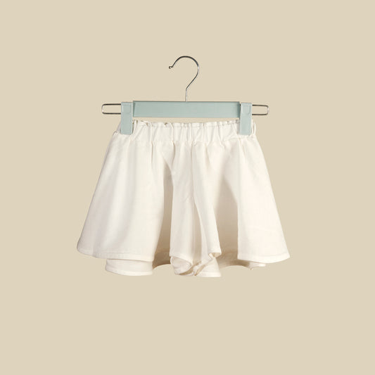 Shorts a ruota bianco in lino e cotone