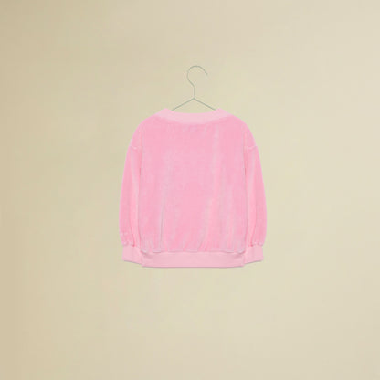 Felpa rosa in ciniglia con pecorella