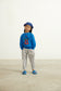 Felpa girocollo blu con cicche