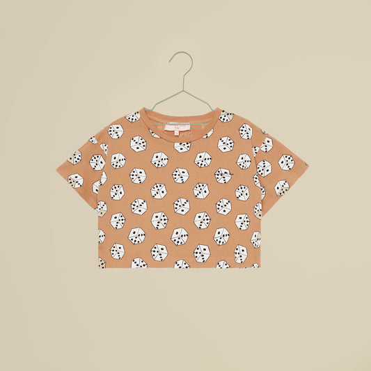 T-shirt crop con stampa con cubi
