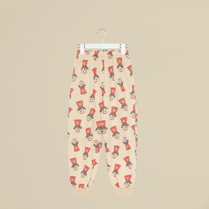 Pantalone in tuta beige con distributore cicche