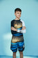 Costume boxer con stampa oceano e tramonto