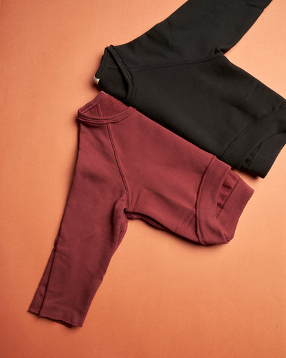 Maglia felpata bordeaux reversibile