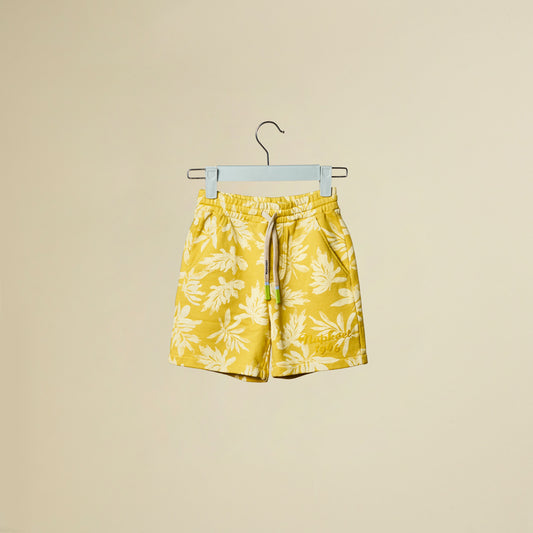 Shorts felpati con stampa foglie