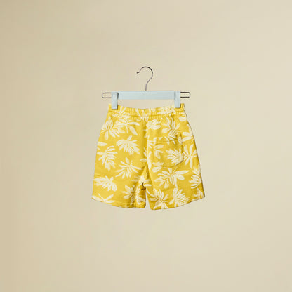 Shorts felpati con stampa foglie