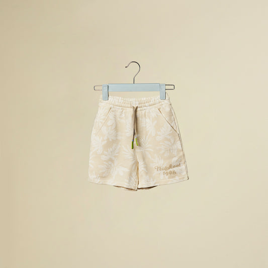Shorts felpati con stampa foglie