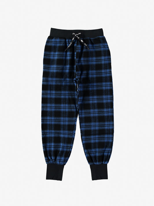 Pantalone jogger in flanella a quadretti blu e neri