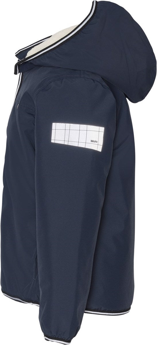 Piumino imbottito blu con cappuccio e zip