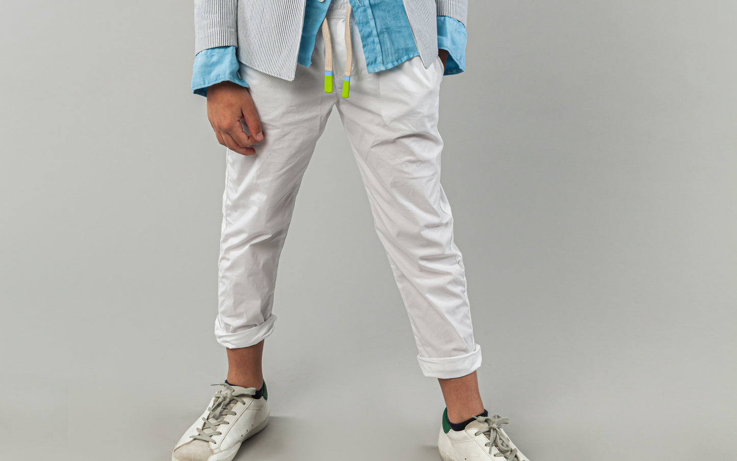 Pantalone bianco in tessuto parachute