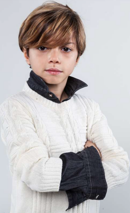 Maglione bianco in lana con trecce