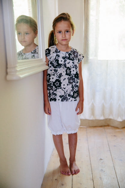 Pantaloncino coulotte bianco al ginocchio in popeline