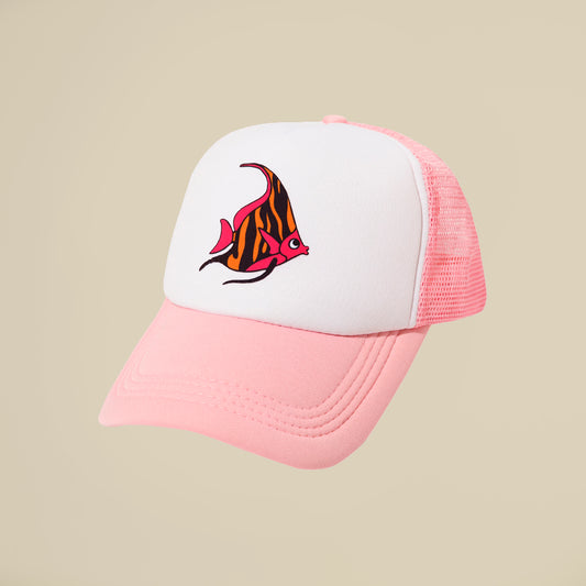 Cappellino rosa con pesce tropicale